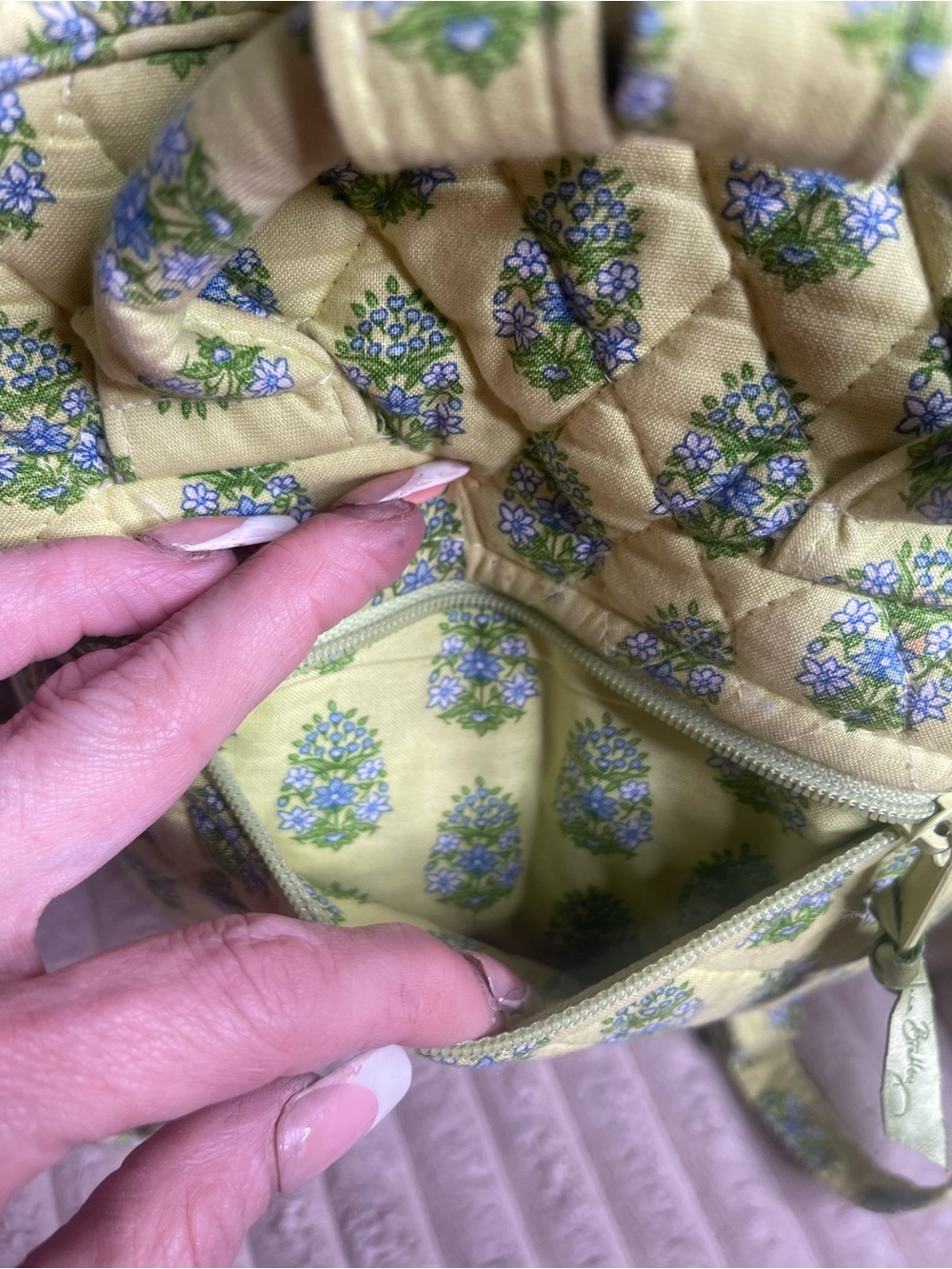 Vera Bradley Kerala Elephants Quilted Sling Backpack Green Floral Bag - Picture 4 of 7